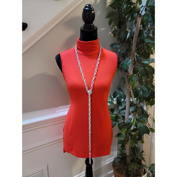 Vince Camuto Blouse Women's Size Small Red Rayon Mock Neck Party Cocktail - Picture 2 of 11